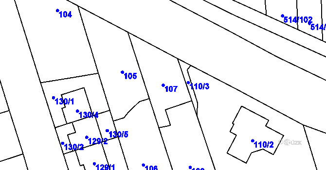 Parcela st. 107 v KÚ Háje, Katastrální mapa