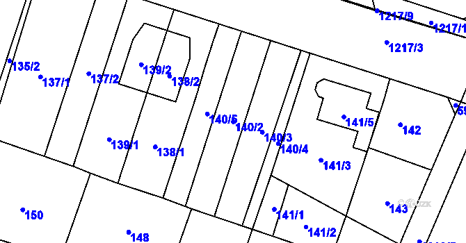 Parcela st. 140/2 v KÚ Háje, Katastrální mapa