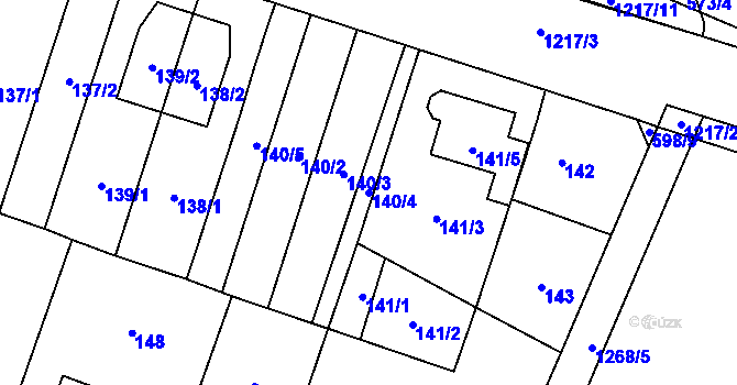 Parcela st. 140/4 v KÚ Háje, Katastrální mapa