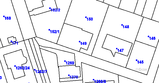 Parcela st. 149 v KÚ Háje, Katastrální mapa