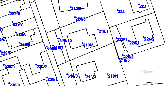 Parcela st. 219/2 v KÚ Háje, Katastrální mapa