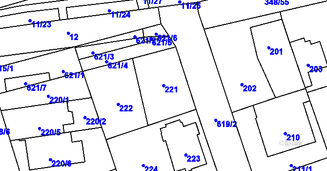 Parcela st. 221 v KÚ Háje, Katastrální mapa
