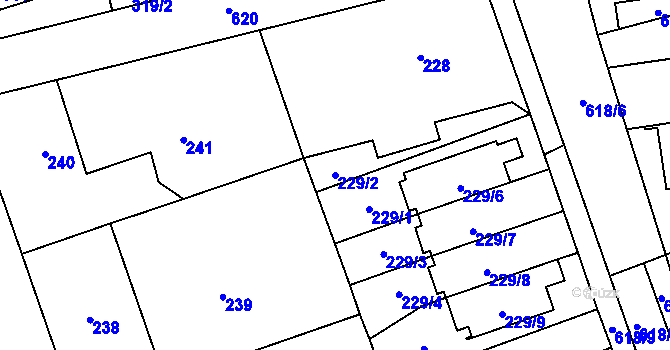 Parcela st. 229/2 v KÚ Háje, Katastrální mapa
