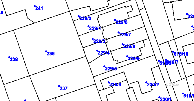 Parcela st. 229/4 v KÚ Háje, Katastrální mapa
