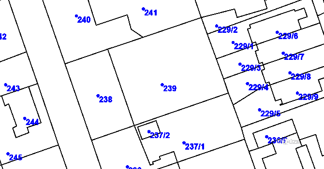 Parcela st. 239 v KÚ Háje, Katastrální mapa