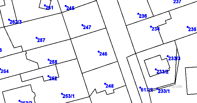 Parcela st. 246 v KÚ Háje, Katastrální mapa