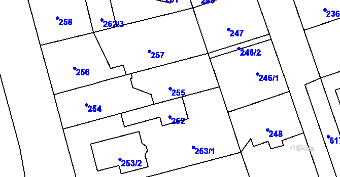 Parcela st. 255 v KÚ Háje, Katastrální mapa