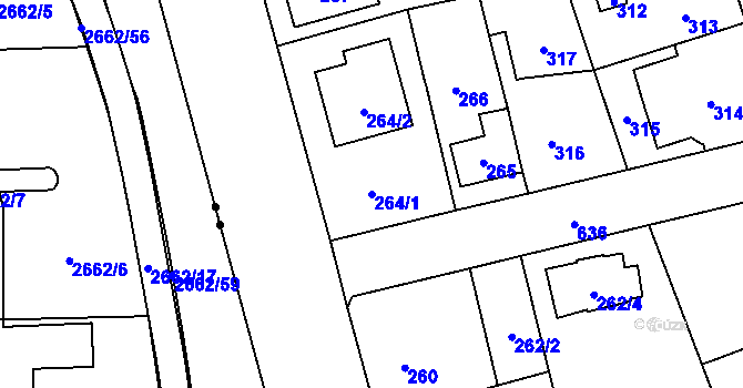 Parcela st. 264/1 v KÚ Háje, Katastrální mapa