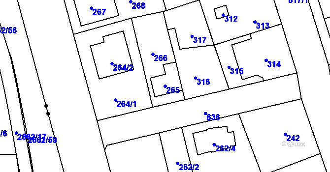 Parcela st. 265 v KÚ Háje, Katastrální mapa