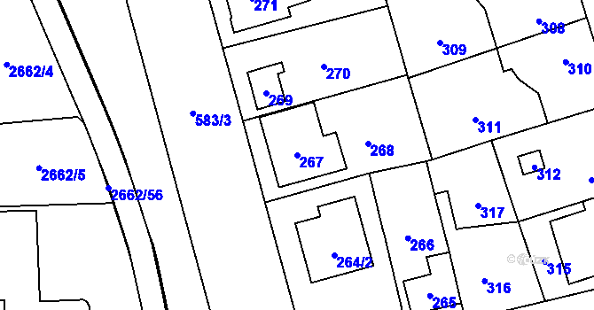 Parcela st. 267 v KÚ Háje, Katastrální mapa