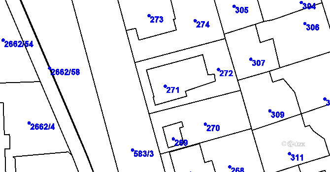 Parcela st. 271 v KÚ Háje, Katastrální mapa