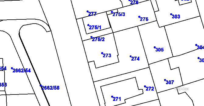 Parcela st. 273 v KÚ Háje, Katastrální mapa