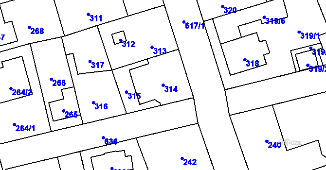 Parcela st. 314 v KÚ Háje, Katastrální mapa