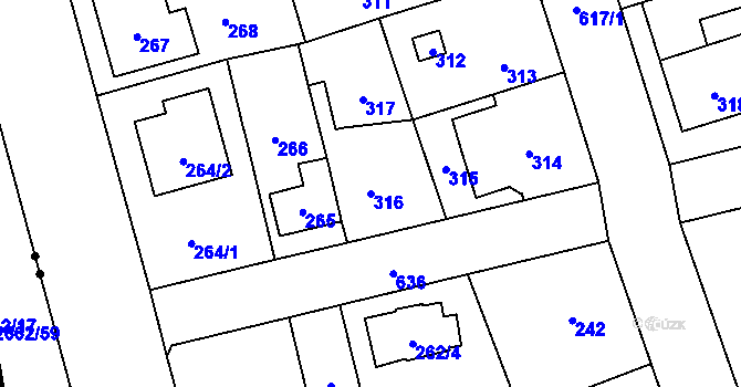 Parcela st. 316 v KÚ Háje, Katastrální mapa