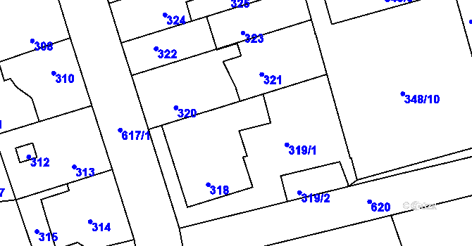 Parcela st. 319/6 v KÚ Háje, Katastrální mapa