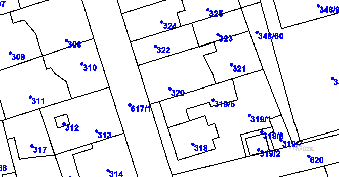 Parcela st. 320 v KÚ Háje, Katastrální mapa