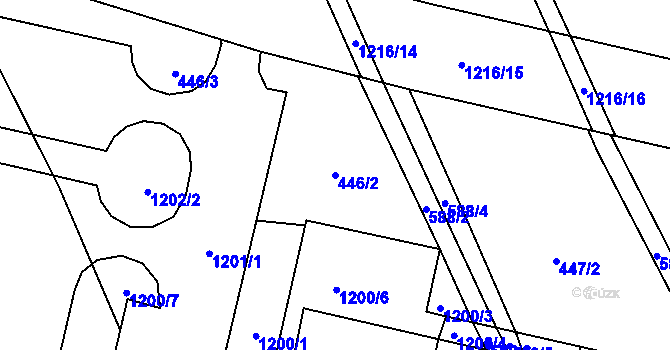 Parcela st. 446/2 v KÚ Háje, Katastrální mapa