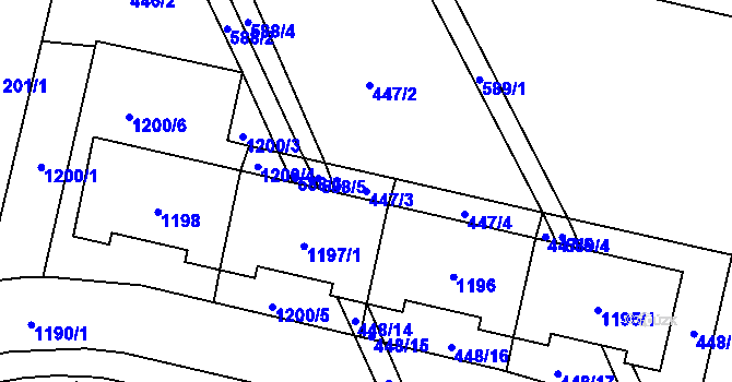 Parcela st. 447/3 v KÚ Háje, Katastrální mapa