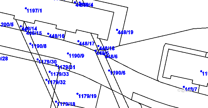 Parcela st. 448/6 v KÚ Háje, Katastrální mapa