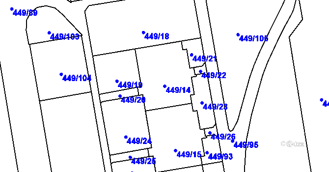 Parcela st. 449/14 v KÚ Háje, Katastrální mapa