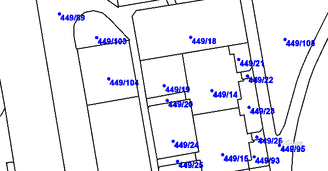 Parcela st. 449/19 v KÚ Háje, Katastrální mapa