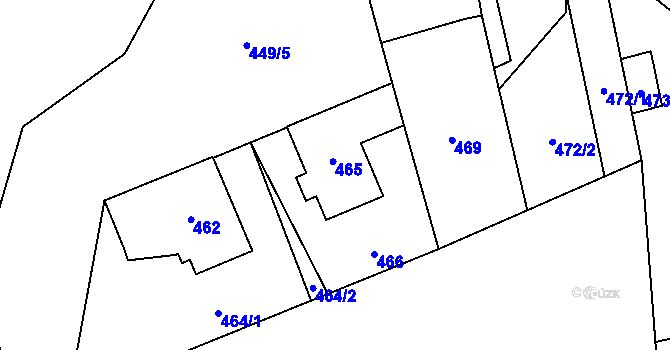 Parcela st. 465 v KÚ Háje, Katastrální mapa