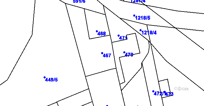 Parcela st. 467 v KÚ Háje, Katastrální mapa