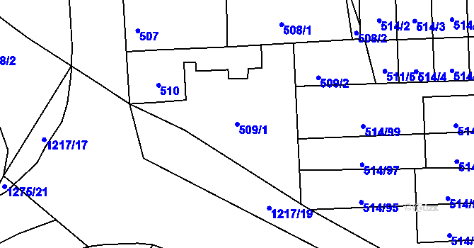 Parcela st. 509/1 v KÚ Háje, Katastrální mapa