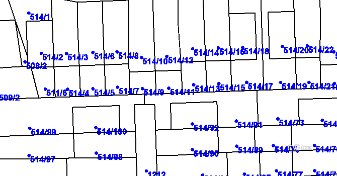 Parcela st. 514/11 v KÚ Háje, Katastrální mapa