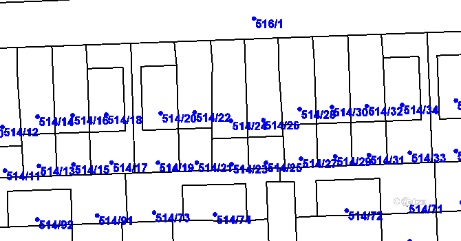 Parcela st. 514/24 v KÚ Háje, Katastrální mapa
