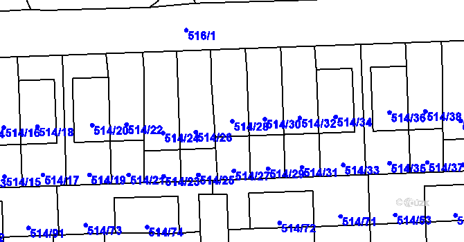 Parcela st. 514/28 v KÚ Háje, Katastrální mapa