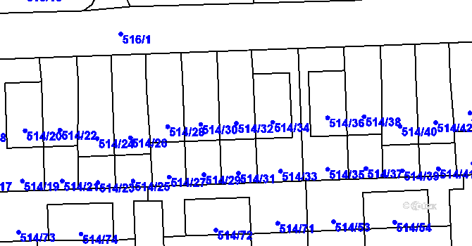 Parcela st. 514/32 v KÚ Háje, Katastrální mapa