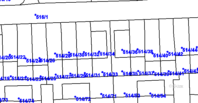 Parcela st. 514/34 v KÚ Háje, Katastrální mapa