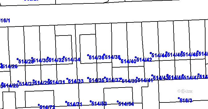 Parcela st. 514/38 v KÚ Háje, Katastrální mapa