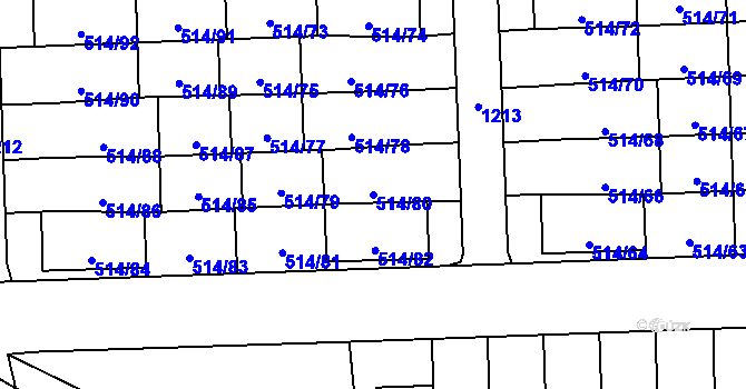 Parcela st. 514/80 v KÚ Háje, Katastrální mapa