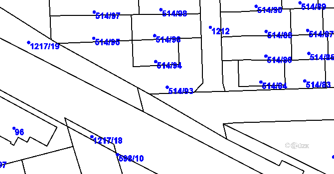 Parcela st. 514/93 v KÚ Háje, Katastrální mapa