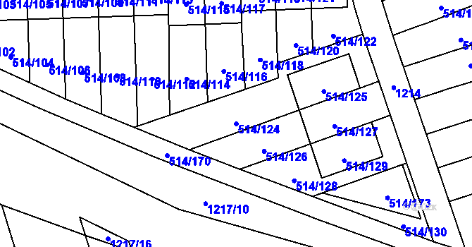 Parcela st. 514/124 v KÚ Háje, Katastrální mapa