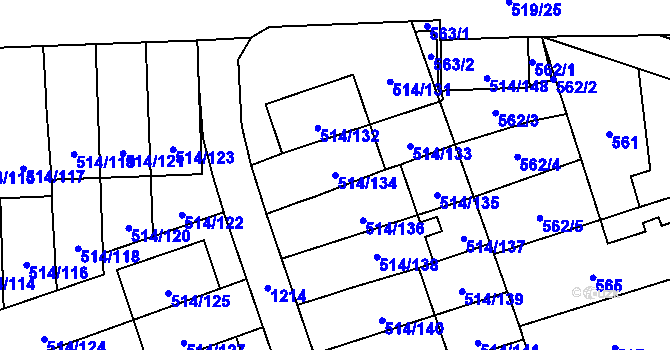 Parcela st. 514/134 v KÚ Háje, Katastrální mapa