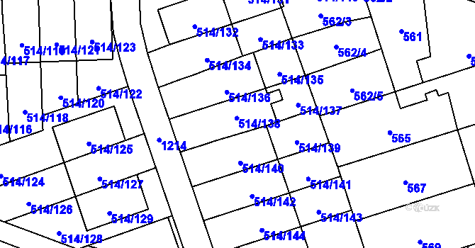 Parcela st. 514/138 v KÚ Háje, Katastrální mapa