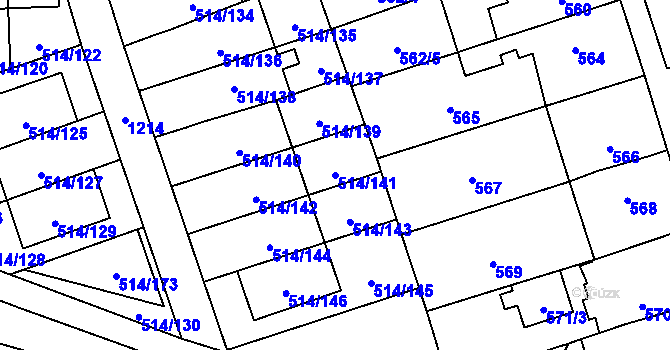 Parcela st. 514/141 v KÚ Háje, Katastrální mapa