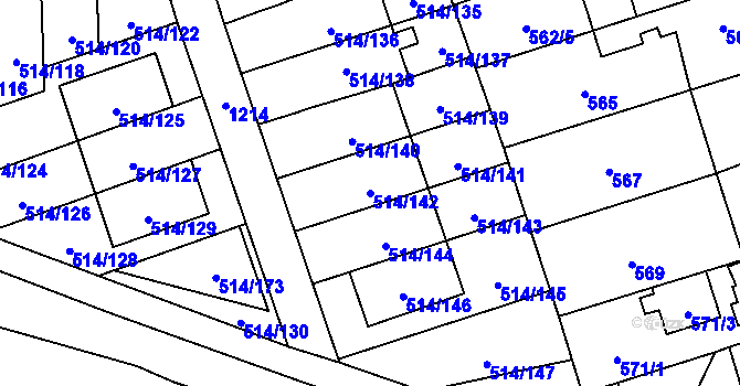 Parcela st. 514/142 v KÚ Háje, Katastrální mapa