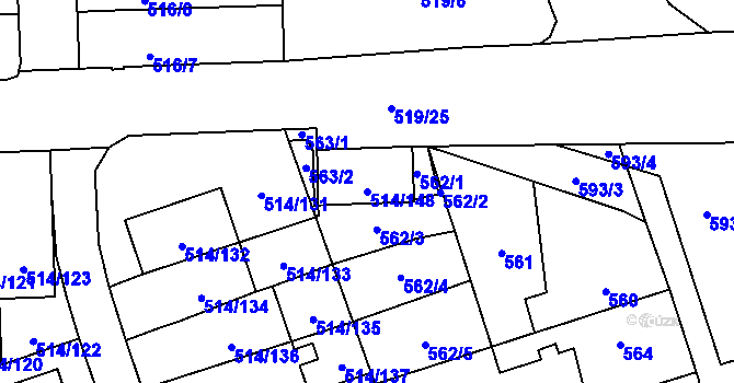 Parcela st. 514/148 v KÚ Háje, Katastrální mapa