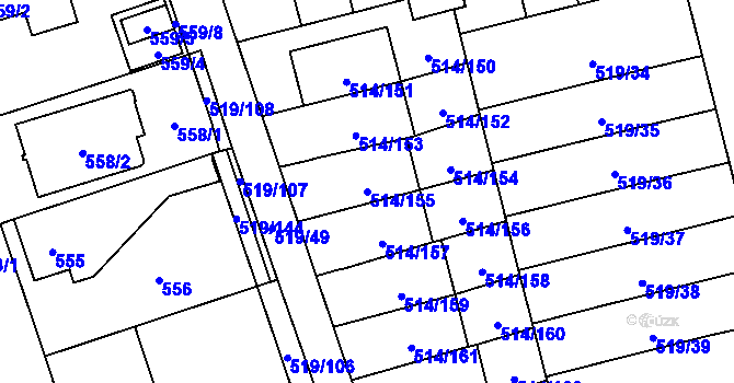 Parcela st. 514/155 v KÚ Háje, Katastrální mapa