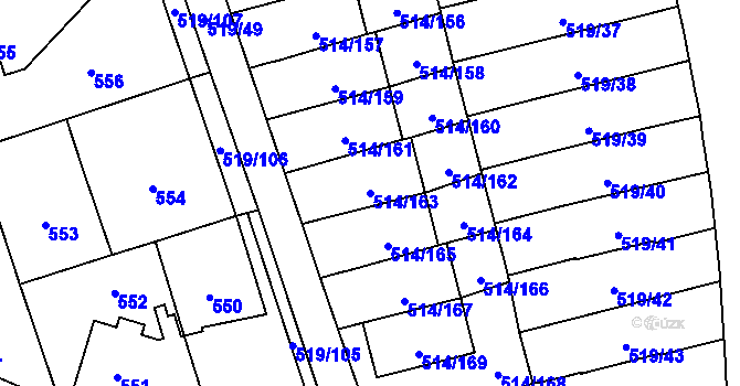 Parcela st. 514/163 v KÚ Háje, Katastrální mapa