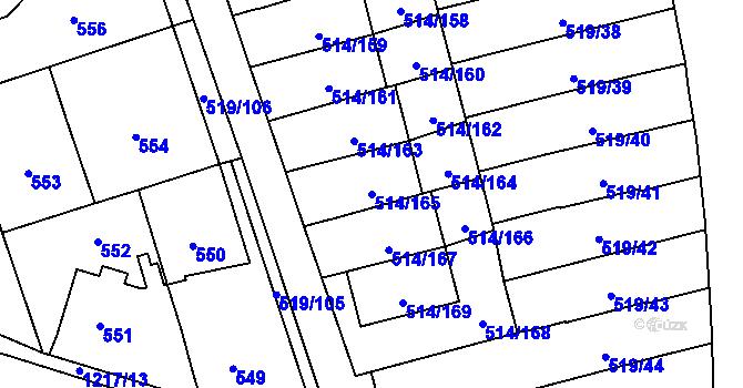 Parcela st. 514/165 v KÚ Háje, Katastrální mapa