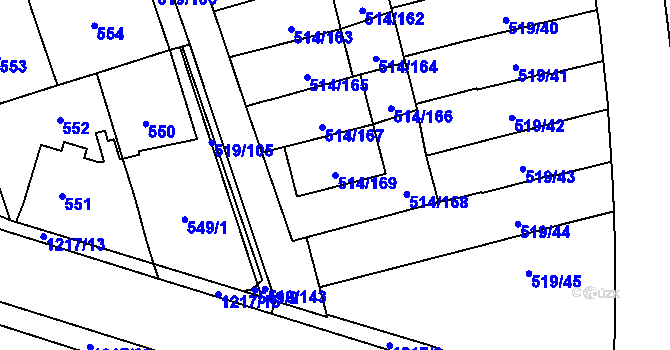 Parcela st. 514/169 v KÚ Háje, Katastrální mapa
