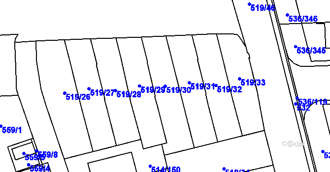 Parcela st. 519/30 v KÚ Háje, Katastrální mapa