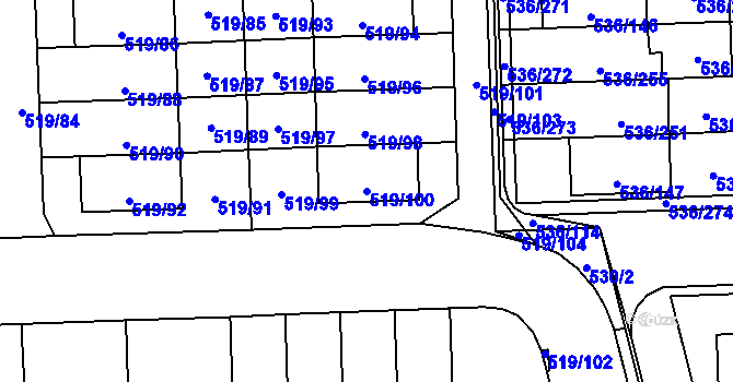 Parcela st. 519/100 v KÚ Háje, Katastrální mapa