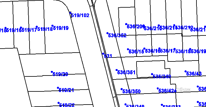 Parcela st. 531 v KÚ Háje, Katastrální mapa