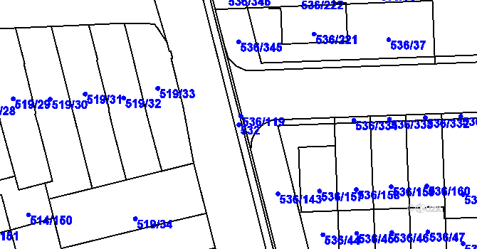 Parcela st. 532 v KÚ Háje, Katastrální mapa